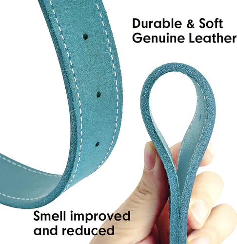 Vista 5 de Didog Collares de perro de cuero genuino con placa de identificación grabada, collar de perro de cuero suave personalizado con etiqueta