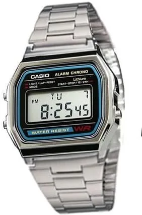 Vista 5 de Casio De los hombres pulsera de acero inoxidable reloj digital con alarma y cronómetro y funciones auto Calendario Clásico con un bloqueo de cierre