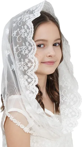 Leimandy Techo de encaje para niñas Iglesia Mantilla Velos para niña Encaje Head Cover V87
