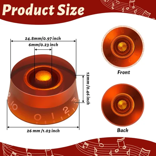 Vista 2 de Nuanchu 20 pomos de guitarra eléctrica, pomos de control de tono de volumen, perillas de guitarra giratorias, perilla de control de velocidad