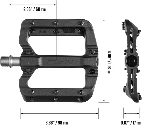 Vista 3 de Funn Black Magic - Juego de pedales de bicicleta de montaña planos de plástico – Pedales de bicicleta ligeros de plataforma ancha para estabilidad