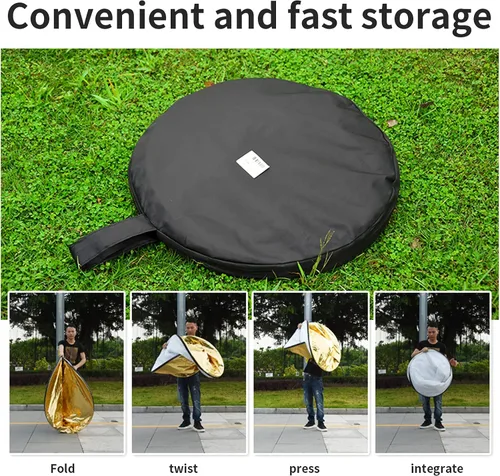 Vista 7 de Godox, reflector de luz plegable para fotografía de 60x90 cm, 5 en 1, disco ovalado múltiple difusor con bolsa de transporte - oro, plata, negro