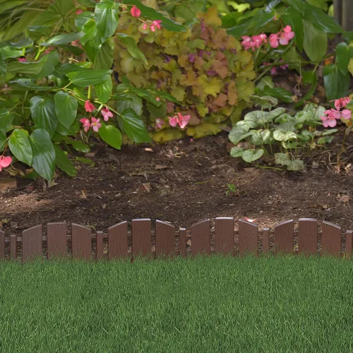 Vista 3 de EasyFlex Bordes de Paisaje sin Excavación con Espigas de Anclaje, 4.5 Pulgadas de Altura, Valla Decorativa de Aspecto de Madera Adirondack