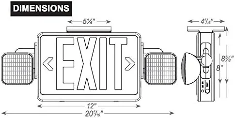 Vista 2 de Combo de señal de salida LED y luz de emergencia con batería de respaldo (rojo y negro, 1 unidad)