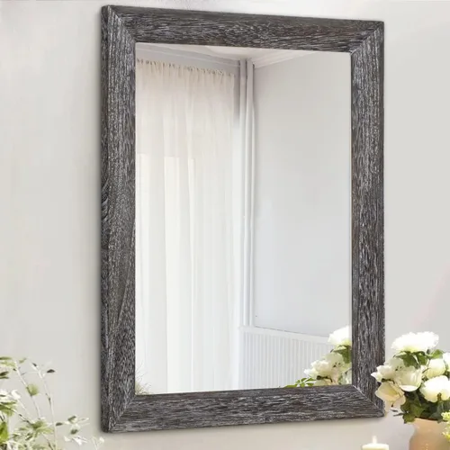 Vista 8 de AAZZKANG Espejo de pared negro espejos rectangulares para pared con marco de madera decorativo para dormitorio, baño, sala de estar, casa de campo
