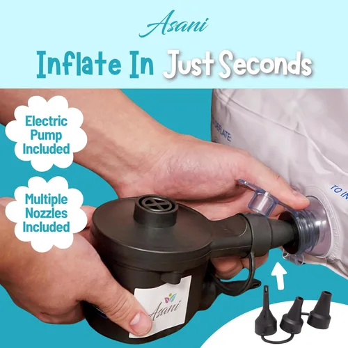 Vista 6 de Asani Cama inflable de viaje para niños pequeños, bomba eléctrica, colchón de aire a prueba de fugas, parachoques, funda de transporte, almohada, se