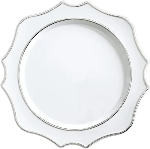 Vista 13 de OCCASIONS" - 10 piezas de platos base de plástico festoneados desechables/reutilizables de 13.25 pulgadas para bodas