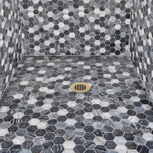 Vista 4 de Oatey 42360 Colador de ducha redondo universal de 4-1/4 pulgadas Snap-Tite en oro cepillado