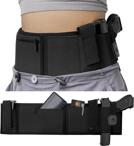 Funda de banda para el vientre para transporte oculto, Fundas de pistola KUMGIM para hombres y mujeres 380 9MM, funda de cinturón de neopreno para