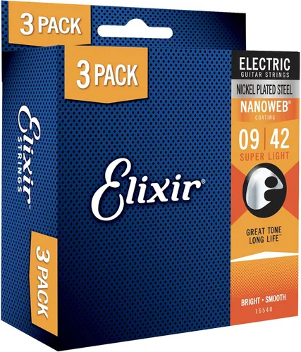 Vista 17 de Elixir Strings - Cuerdas de guitarra eléctrica de acero niquelado con revestimiento NANOWEB - Cuerdas de guitarra eléctrica Elixir - Ligeras/Pesadas
