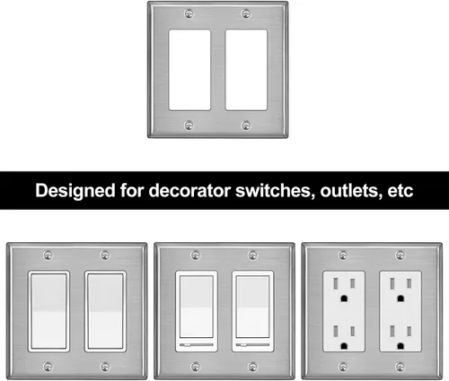 Vista 28 de BESTTEN [Paquete de 5] Placa de pared de metal decorativa con película protectora, cubierta de interruptor decorativa resistente a la corrosión