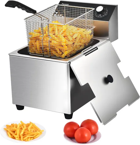 Vista 8 de Freidora profunda con cesta, 1700w tanque de aceite de 19.7Qt/ cesta de 8.8Qt, freidora eléctrica de acero inoxidable de 0.6mm de espesor