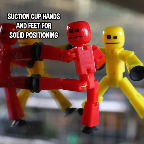 Vista 4 de Zing stikbot 8 Solid Rosa/Amarillo/Azul/Verde Claro/Azul Oscuro/Morado/Naranja/Roja Color Rojo y trípode rojo.