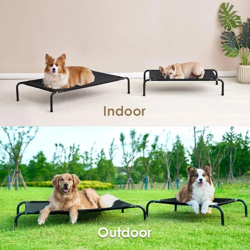 Vista 6 de EHEYCIGA Camas elevadas para perros grandes, hamaca elevada para perros al aire libre, plataforma elevada para mascotas con estructura y malla