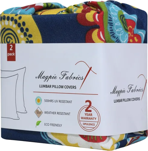 Vista 6 de Magpie Fabrics Paquete de 2 fundas de almohada lumbar para exteriores de 12 x 20 pulgadas, impermeables, rectangulares, decorativas, para patio
