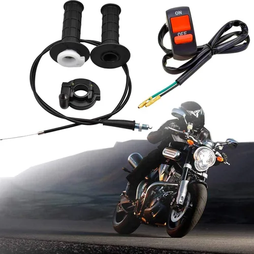 Vista 3 de Juego de cables con mango de acelerador giratorio con interruptor de encendido y apagado para 50 cc, 110 cc, 150 cc, 250 cc, mini, cuatrimoto
