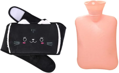 Cute cat Belt Set, Rubber Bottle for Pain Relief and Warmth(B)