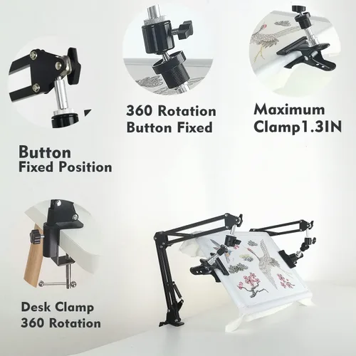 Vista 4 de Soporte de marco de desplazamiento de bordado (2P) para ajustar el marco de punto de cruz, soporte de marco de bordado giratorio, soporte de marco