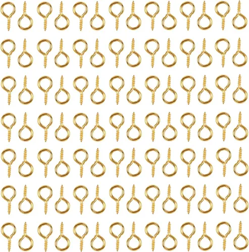 Vista 8 de 100 ganchos pequeños de ojo de tornillo para manualidades de bricolaje, 0.236 x 0.512 in (bronce antiguo)