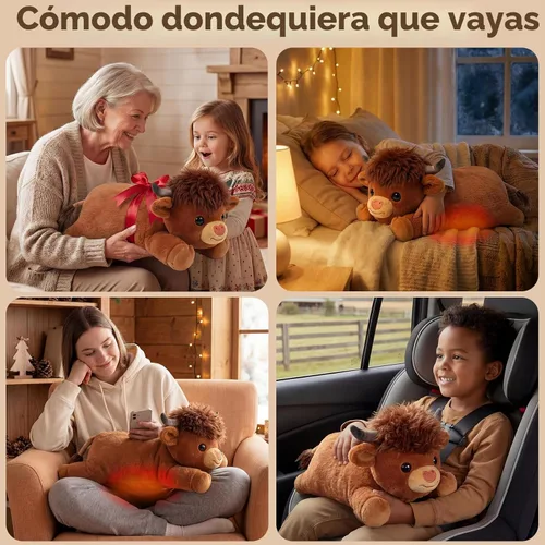 Vista 5 de Mewaii Animales de Peluche con Peso con Almohadilla Térmica para Microondas - 5 lb Ajustable, Calentable y Enfriable Animal de Peluche de Vaca