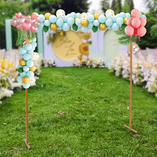 Vista 15 de Arcos de boda de 10 x 20 pies para ceremonia, soporte cuadrado de arco de globos de metal, soporte de telón de fondo para arco de boda para bodas