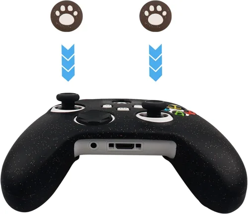 Vista 4 de RALAN Funda protectora de silicona antideslizante para controlador de Xbox Series compatible con Xbox Series Gamepad Joystick con 4 tapas de gato