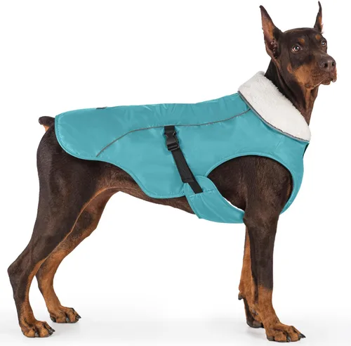 Vista 12 de EMUST Chaqueta de invierno para perro, acogedora chaqueta de perro resistente al viento para clima frío, chalecos de mascotas de color sólido