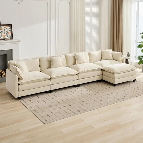 Vista 34 de Sofá modular modular de felpilla beige de 78 pulgadas para sala de estar, sofá modular de felpilla beige para sala de estar, sofás para sala