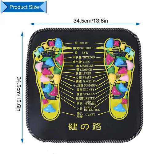 Vista 6 de Estera de masaje de pies,Esteras de acupresión para pies,Reflexología Walk Stone Road Foot Massage Black para aliviar el dolor