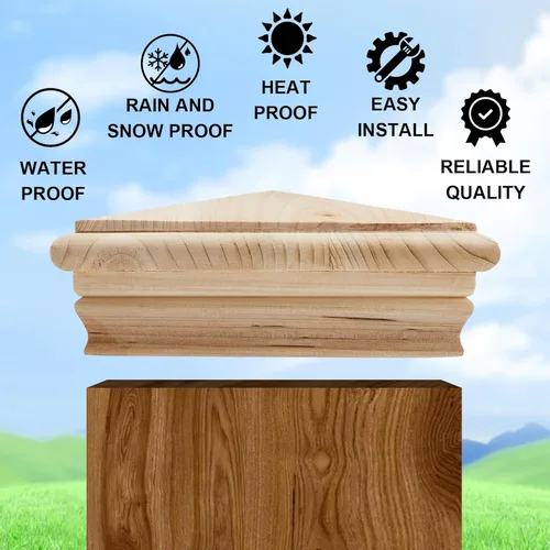 Vista 3 de Geetery 1 tapa de poste de madera de 6 x 6 pulgadas (real 5.5 x 5.5 pulgadas), tapa de poste de valla para valla de 5-5/8 pulgadas, tapas de Cedro