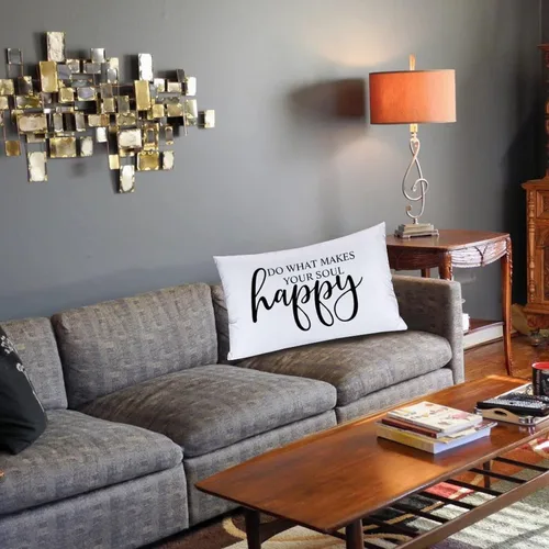 Vista 3 de Throw Pillow Covers Do What Makes Your Soul Happy Pillowcase Oblong Cushion Covers for Bed Chair Couch Decorative Pillowcases, 12 x 20 Inch