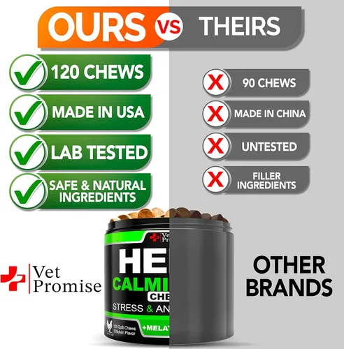 Vista 5 de Vet Promise Suplemento de masticables calmantes de cáñamo para perros, 120 golosinas suaves