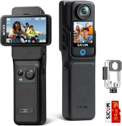 Vista 9 de SJCAM Combo de vlogging C400, cámara de mano de bolsillo 4K, uso de energía 7H, cámara de acción estabilizadora de 6 ejes, pantalla táctil de 2.29