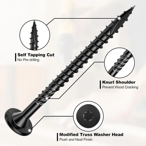 Vista 3 de FMhotu Tornillos para madera de alta resistencia #14, tornillos de cubierta con accionamiento de estrella, tornillos de madera resistentes a