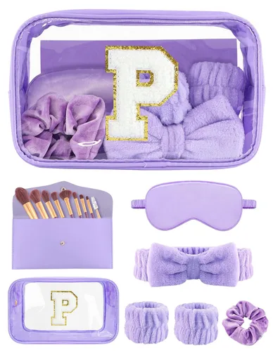 Vista 50 de Juegos de regalo para mujer, bolsa de maquillaje inicial con juego de brochas de maquillaje, regalos de despedida de soltera, kit de spa rosa