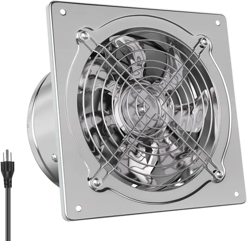 Vista 10 de HG Power - Ventilador de escape de 8 pulgadas con interruptor, potente ventilador de escape de cocina con amortiguador, ventiladores de escape