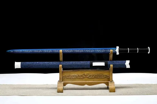 Vista 9 de LOONGSWORD, espada china, entrenamiento de espadas Han jian (hoja azul forjada de acero de alto carbono, accesorios de aleación)