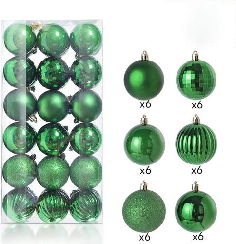 Vista 2 de 36 bolas de Navidad, esferas decorativas de árbol de Navidad inastillables, adornos de esferas colgantes para árbol de Navidad, corona, decoración