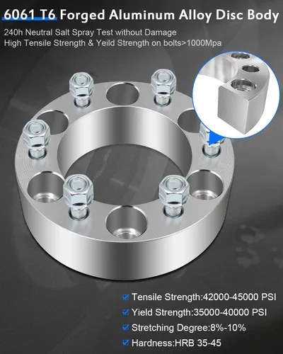 Vista 5 de ECCPP 4 espaciadores de rueda de 2 pulgadas y 6 lengüetas de 6 x 5.5 a 6 x 5.5 0.236 x 5.500 in 4.252 in para Nissan Frontier 1998-2004 Para Nissan
