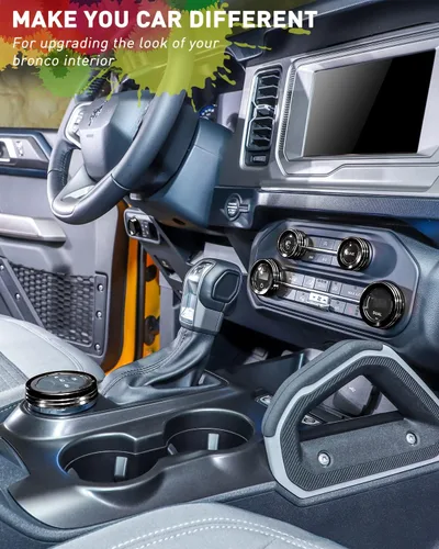 Vista 2 de Savadicar CKT01 Billet - Juegos de molduras de perillas de control de aluminio, faros/4WD/HVAC, biseles de anillos de perillas de control