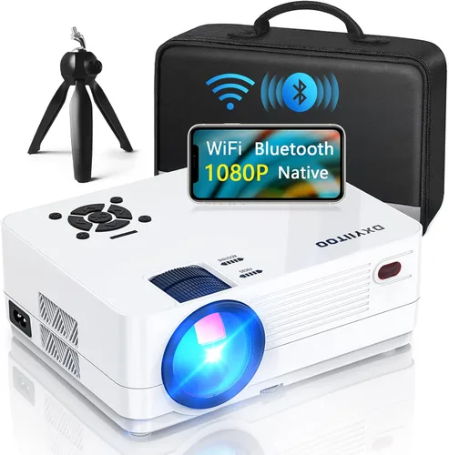 Proyector Native 1080P con WiFi y Bluetooth bidireccional, proyector de películas Full HD para películas al aire libre, proyector de pantalla de 300