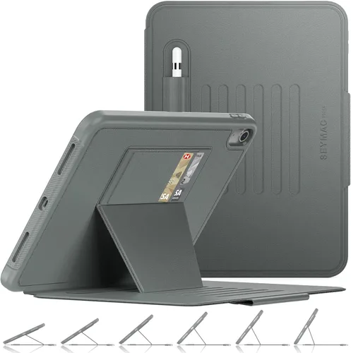 Vista 17 de SEYMAC stock Funda para iPad de 6ª/5ª generación/Air 2/Pro de 9.7 pulgadas, fuerte magnético para dormir automático, a prueba de golpes, con soporte