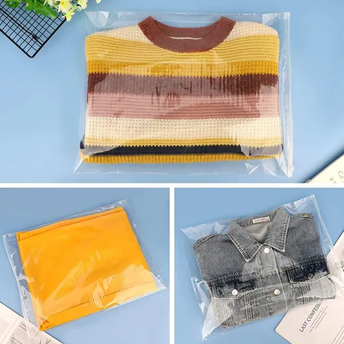 Vista 5 de Bolsas transparentes con cierre resellables para ropa, 3 mil de grosor, 9 x 12 pulgadas, sobres de plástico grandes de viaje para ropa, 100 bolsas