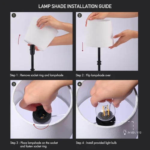 Vista 9 de O’Bright Seraph - Lámpara de mesa LED inalámbrica con regulador, batería recargable incorporada, 3 niveles de brillo, lámpara de mesa para patio