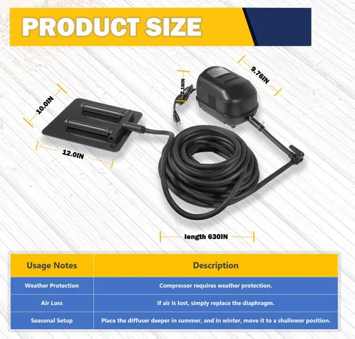 Vista 6 de Kit completo de aireación de estanque CrystalClear KoiAir 2 para jardines acuáticos y estanques Koi de 8,000 a 16,000 galones, kit de bomba de aire