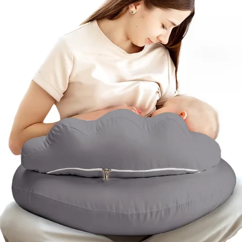Vista 15 de Almohada de Lactancia PILLANI para Amamantar, Almohada de Pecho con Barrera de Seguridad para Mayor Comodidad, Registro de Bebé, Funda de Algodón