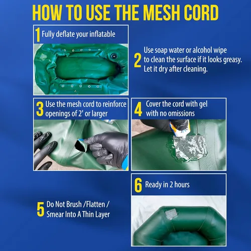 Vista 5 de PVC Stitch Parche líquido + cordón Parche impermeable líquido superior para: inflables de PVC y vinilo, barcos, balsas, kayaks, lanchas de remo