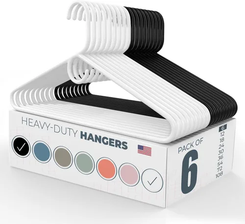 Vista 10 de Neaties Paquete de 6 perchas de ropa resistentes, fabricadas en los Estados Unidos, perchas de plástico de capacidad de 8 libras para ropa