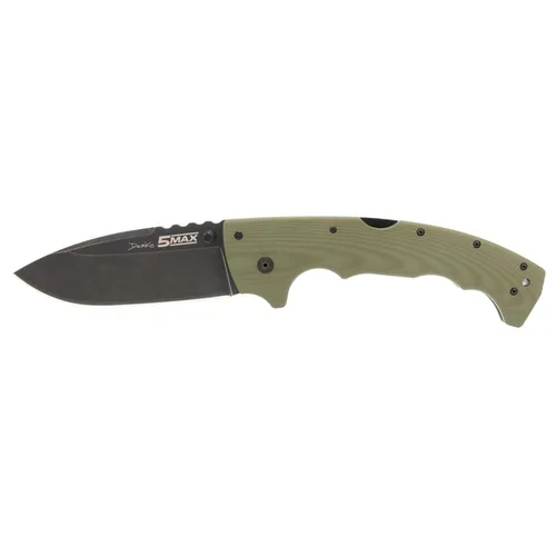Cold Steel 5 Max S35VN - Cuchillo de bolsillo plegable táctico plegable con punta de caída de acero de 5 pulgadas con mango ergonómico G10 verde