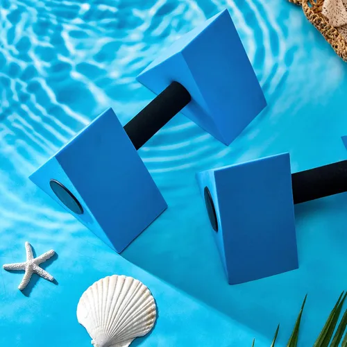 Vista 7 de 4 mancuernas triangulares para ejercicio acuático, pesas flotantes de agua para piscina, juego de ejercicios de espuma EVA, pesos de agua